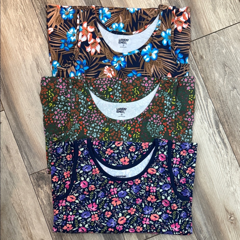 Lands' End Floral Tank Top Trio XS